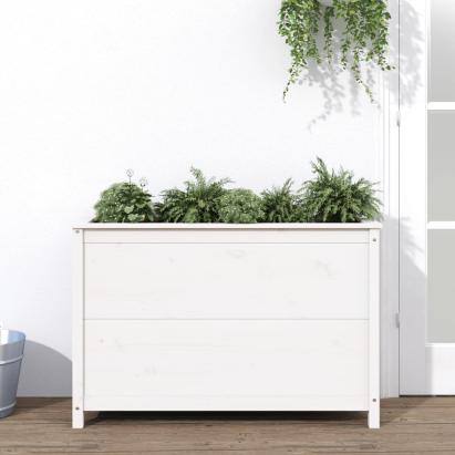 Strat înălțat de grădină, alb, 119,5x40x78 cm, lemn masiv pin GartenMobel Dekor