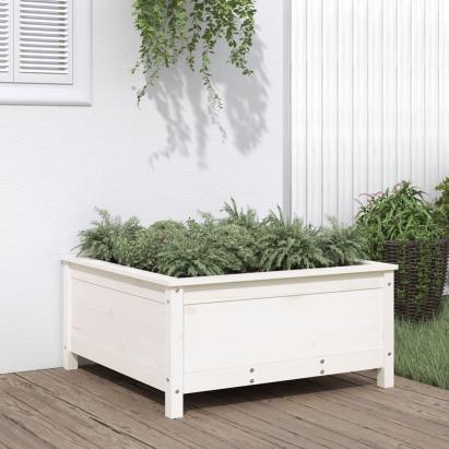Jardinieră de grădină, alb, 82,5x82,5x39 cm, lemn masiv de pin GartenMobel Dekor