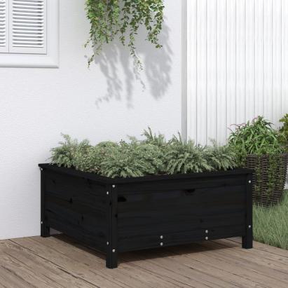 Jardinieră de grădină, negru, 82,5x82,5x39 cm lemn masiv de pin GartenMobel Dekor