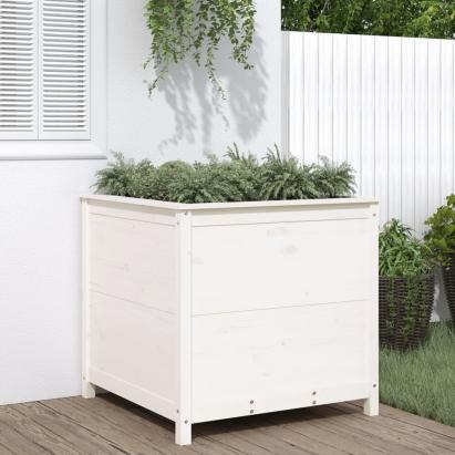 Jardinieră de grădină, alb, 82,5x82,5x78 cm, lemn masiv de pin GartenMobel Dekor