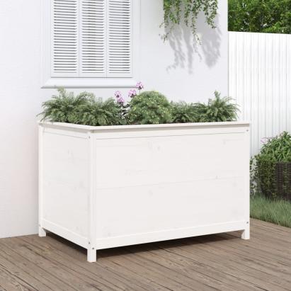 Strat înălțat de grădină, alb, 119,5x82,5x78 cm, lemn masiv pin GartenMobel Dekor
