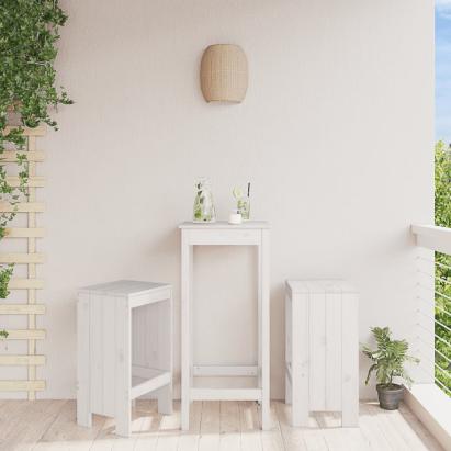 Taburete de bar, 2 buc., alb, 40x36x75 cm, lemn masiv de pin GartenMobel Dekor