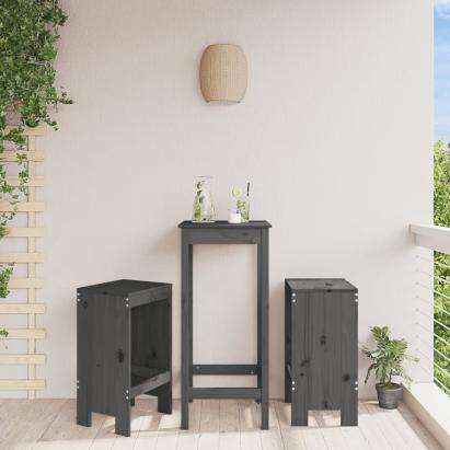 Taburete de bar, 2 buc., gri, 40x36x75 cm, lemn masiv de pin GartenMobel Dekor