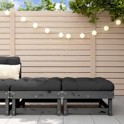 Taburete de grădină cu perne, 2 buc., gri, lemn masiv de pin GartenMobel Dekor