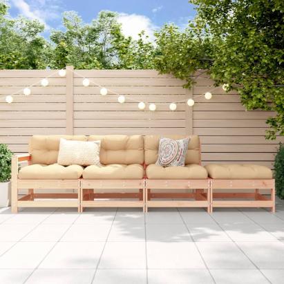 Set mobilier relaxare de grădină, 4 piese, lemn masiv de pin GartenMobel Dekor