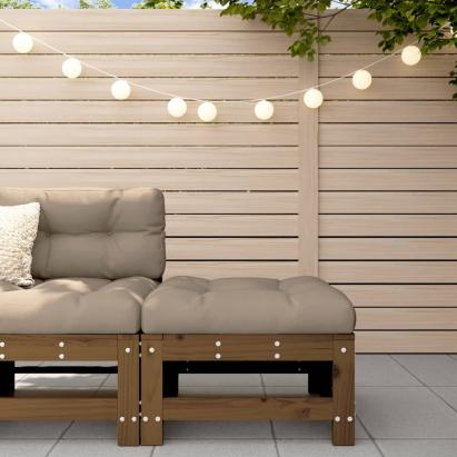 Taburet de grădină cu pernă, maro miere, lemn masiv de pin GartenMobel Dekor