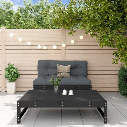 Set mobilier relaxare grădină, 2 piese, negru, lemn masiv pin GartenMobel Dekor
