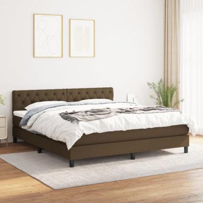 Pat box spring cu saltea, maro închis, 160x200 cm, textil GartenMobel Dekor