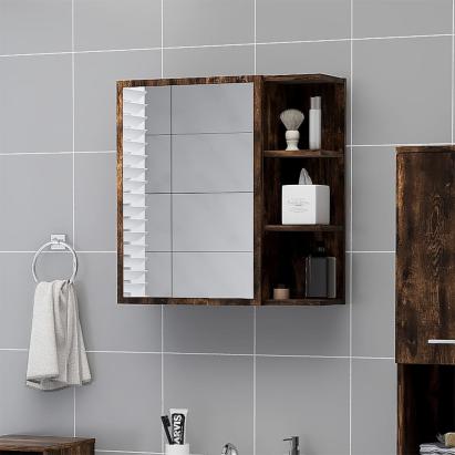 Dulap baie cu oglindă stejar fumuriu 62,5x20,5x64 cm lemn GartenMobel Dekor