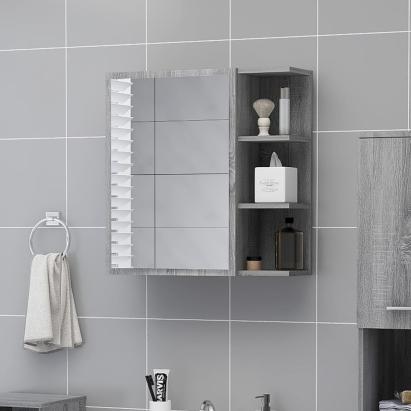 Dulap baie cu oglindă gri sonoma 62,5x20,5x64 cm lemn compozit GartenMobel Dekor