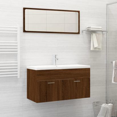 Set mobilier de baie, 2 piese, stejar maro, lemn prelucrat GartenMobel Dekor