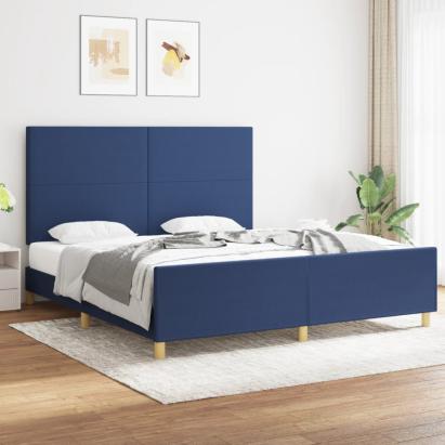Cadru de pat cu tăblie, albastru, 180x200 cm, textil GartenMobel Dekor