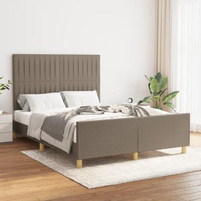 Cadru de pat cu tăblie, gri taupe, 140x190 cm, textil GartenMobel Dekor