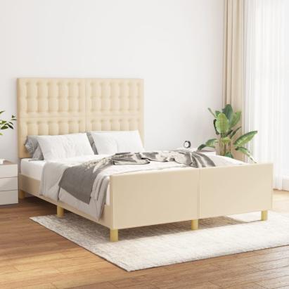 Cadru de pat cu tăblie, crem, 140x190 cm, textil GartenMobel Dekor