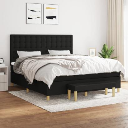 Pat box spring cu saltea, negru, 180x200 cm, catifea GartenMobel Dekor