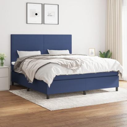 Pat box spring cu saltea, albastru, 180x200 cm, material textil GartenMobel Dekor
