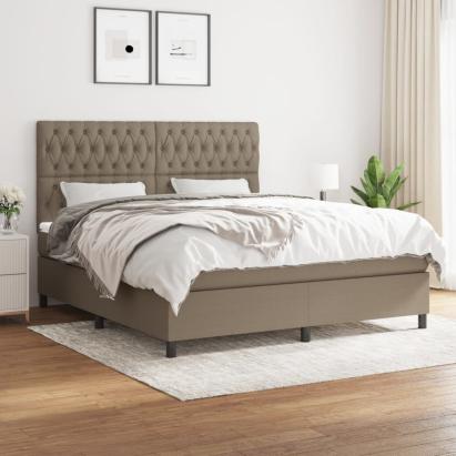 Pat continental cu saltea, gri taupe, 180x200 cm, textil GartenMobel Dekor