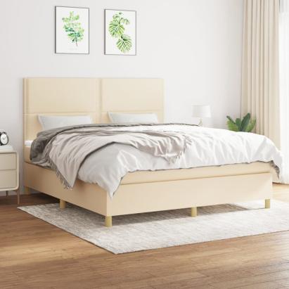 Pat continental cu saltea, crem, 180x200 cm, textil GartenMobel Dekor