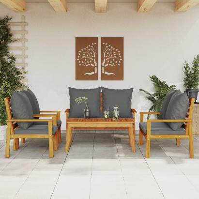 Set mobilier de grădină cu perne, 5 buc., lemn masiv acacia GartenMobel Dekor