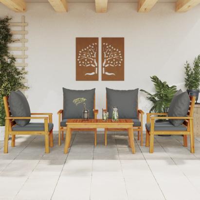 Set mobilier de grădină cu perne, 5 buc., lemn masiv acacia GartenMobel Dekor