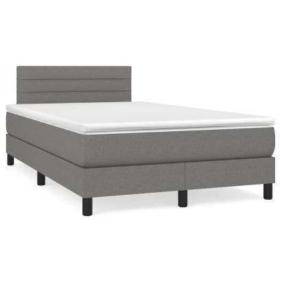 Pat box spring cu saltea, gri închis, 120x190 cm, textil GartenMobel Dekor