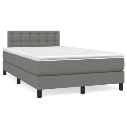 Pat box spring cu saltea, gri închis, 120x190 cm, textil GartenMobel Dekor