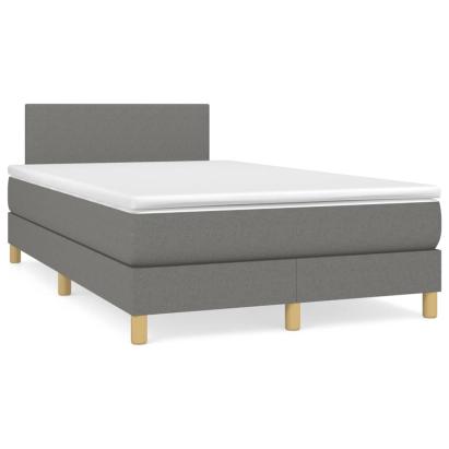 Pat box spring cu saltea, gri închis, 120x190 cm, textil GartenMobel Dekor