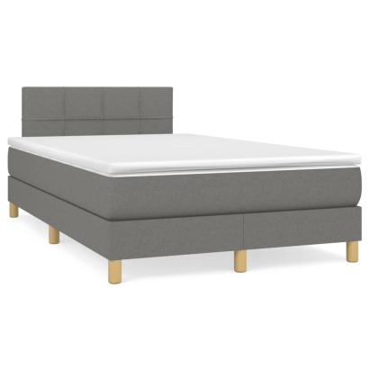 Pat box spring cu saltea, gri închis, 120x190 cm, textil GartenMobel Dekor