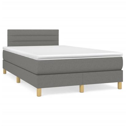 Pat box spring cu saltea, gri închis, 120x190 cm, textil GartenMobel Dekor