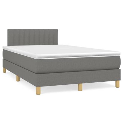 Pat box spring cu saltea, gri închis, 120x190 cm, textil GartenMobel Dekor
