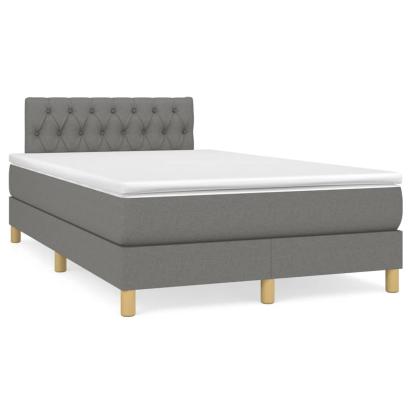 Pat box spring cu saltea, gri închis, 120x190 cm, textil GartenMobel Dekor