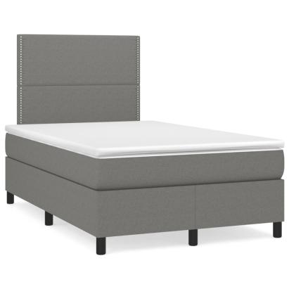 Pat box spring cu saltea, gri închis, 120x190 cm, textil GartenMobel Dekor