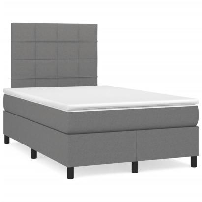 Pat box spring cu saltea, gri închis, 120x190 cm, textil GartenMobel Dekor