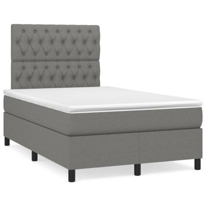 Pat box spring cu saltea, gri închis, 120x190 cm, textil GartenMobel Dekor