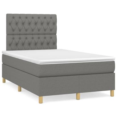 Pat box spring cu saltea, gri închis, 120x190 cm, textil GartenMobel Dekor