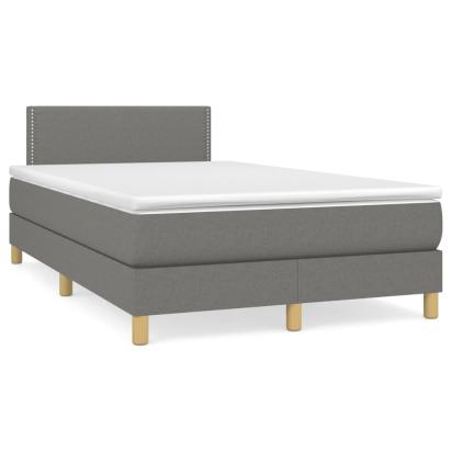 Pat cu arcuri, saltea și LED, gri închis, 120x190 cm, textil GartenMobel Dekor