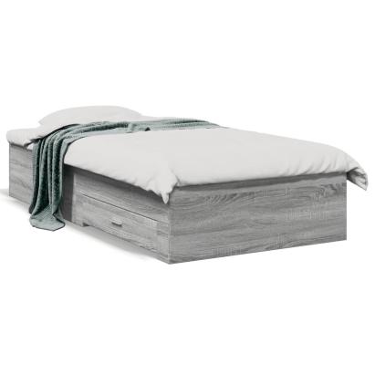 Cadru de pat cu sertare gri sonoma 90x190 cm lemn prelucrat GartenMobel Dekor