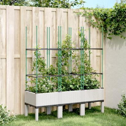 Jardinieră de grădină cu spalier, alb, 120x40x142,5 cm PP GartenMobel Dekor