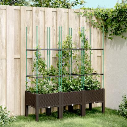 Jardinieră de grădină cu spalier, maro, 120x40x142,5 cm, PP GartenMobel Dekor