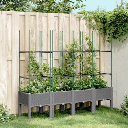 Jardinieră de grădină cu spalier gri deschis 160x40x142,5 cm PP GartenMobel Dekor