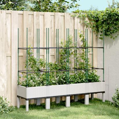 Jardinieră de grădină cu spalier, alb, 160x40x142,5 cm PP GartenMobel Dekor