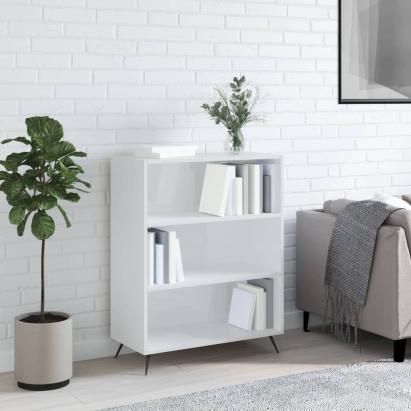 Bibliotecă, alb extralucios, 69,5x32,5x90 cm, lemn prelucrat GartenMobel Dekor