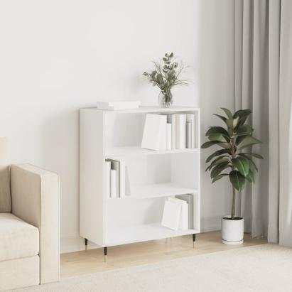 Bibliotecă, alb extralucios, 69,5x32,5x90 cm, lemn prelucrat GartenMobel Dekor