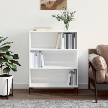 Bibliotecă, alb extralucios, 69,5x32,5x90 cm, lemn prelucrat GartenMobel Dekor