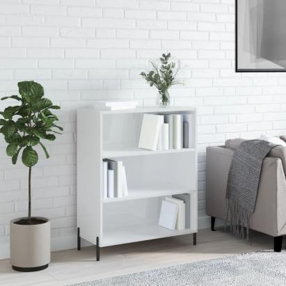 Dulap cu rafturi alb extralucios 69,5x32,5x90 cm lemn compozit GartenMobel Dekor