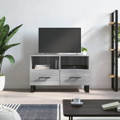 Comodă TV, gri sonoma, 80x36x50 cm, lemn prelucrat GartenMobel Dekor