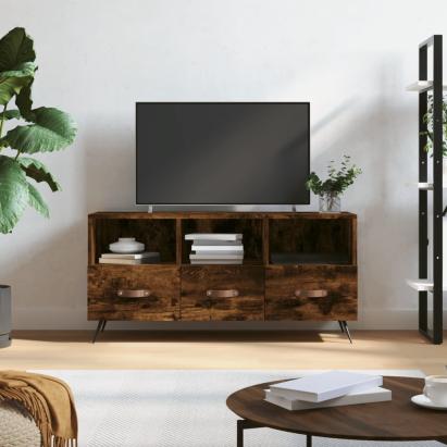 Dulap TV stejar afumat, 102x36x50 cm, lemn prelucrat GartenMobel Dekor
