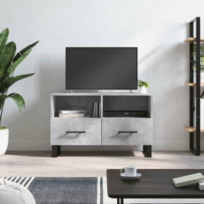 Comodă TV, gri beton, 80x36x50 cm, lemn compozit GartenMobel Dekor