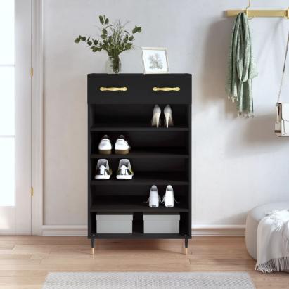 Pantofar, negru, 60x35x105 cm, lemn compozit GartenMobel Dekor