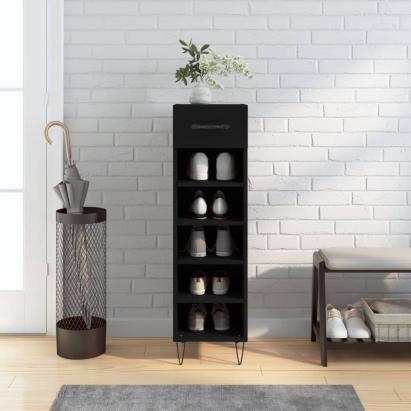 Pantofar, negru, 30x35x105 cm, lemn compozit GartenMobel Dekor